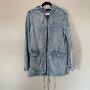 Mini Pink hooded denim jean jacket xs/s